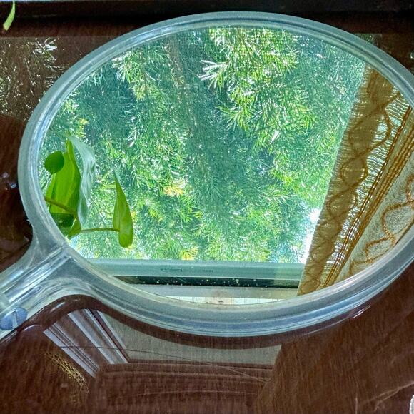 Vintage Clear Lucite Double-Sided Acrylic Hand Mirror - Picture 3 of 11